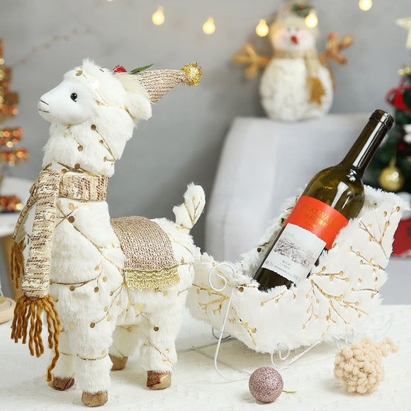 Kerst Alpaca-Knuffels (eventueel met Wijn-Slee!)